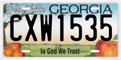 GA license plate CXW1535