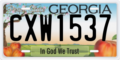 GA license plate CXW1537