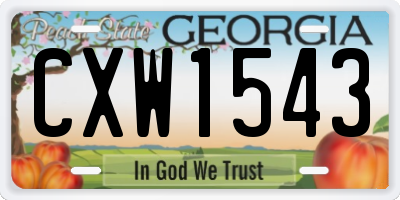 GA license plate CXW1543