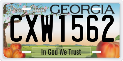 GA license plate CXW1562