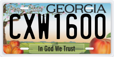GA license plate CXW1600