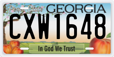GA license plate CXW1648
