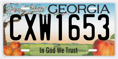 GA license plate CXW1653