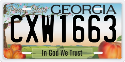 GA license plate CXW1663