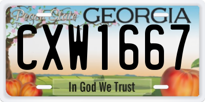 GA license plate CXW1667