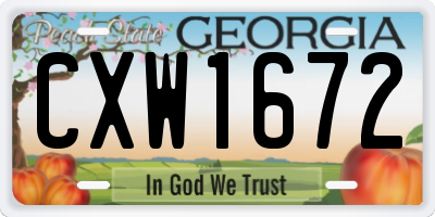 GA license plate CXW1672