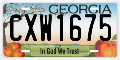 GA license plate CXW1675