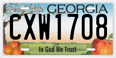 GA license plate CXW1708