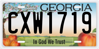 GA license plate CXW1719
