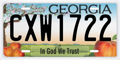GA license plate CXW1722