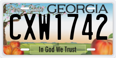 GA license plate CXW1742