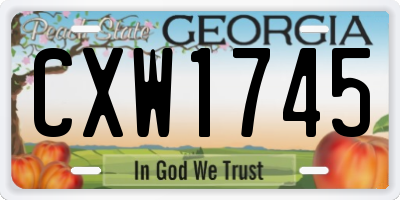 GA license plate CXW1745