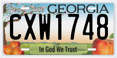GA license plate CXW1748