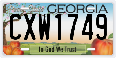 GA license plate CXW1749