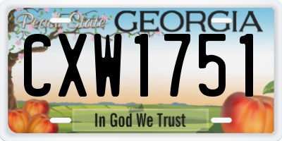 GA license plate CXW1751