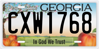 GA license plate CXW1768
