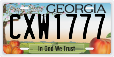 GA license plate CXW1777