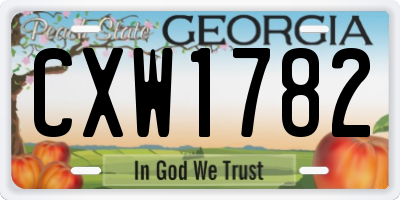 GA license plate CXW1782