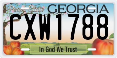 GA license plate CXW1788