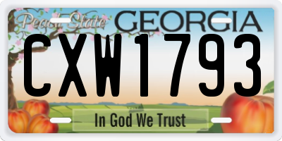 GA license plate CXW1793