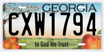 GA license plate CXW1794