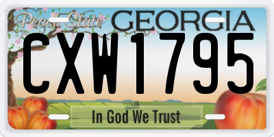 GA license plate CXW1795
