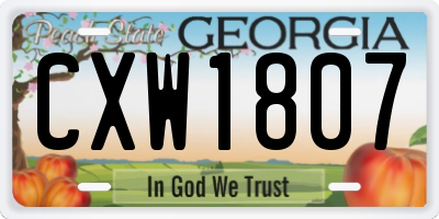 GA license plate CXW1807