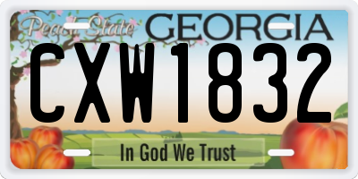 GA license plate CXW1832