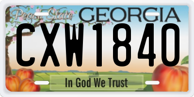 GA license plate CXW1840