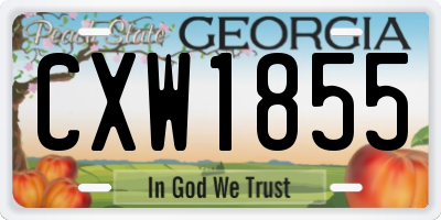 GA license plate CXW1855