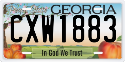 GA license plate CXW1883