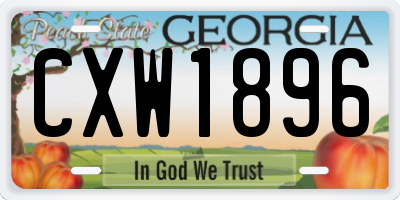 GA license plate CXW1896