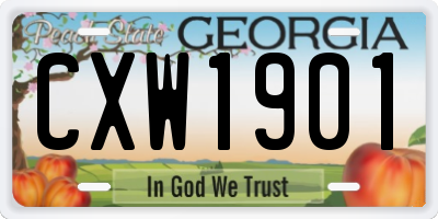GA license plate CXW1901