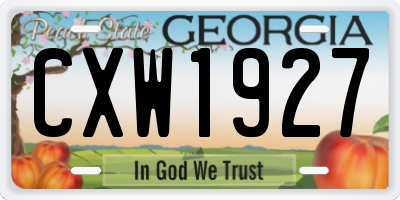 GA license plate CXW1927