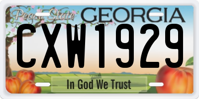 GA license plate CXW1929