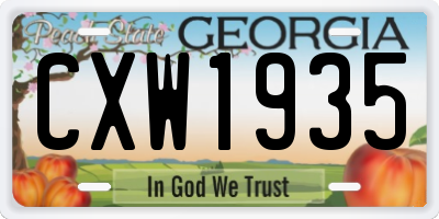 GA license plate CXW1935