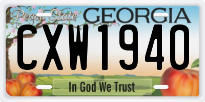 GA license plate CXW1940