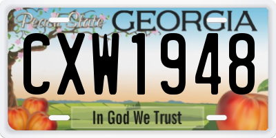 GA license plate CXW1948