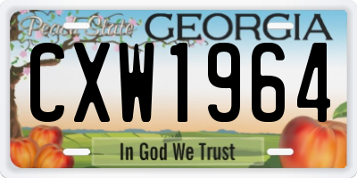 GA license plate CXW1964
