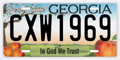 GA license plate CXW1969