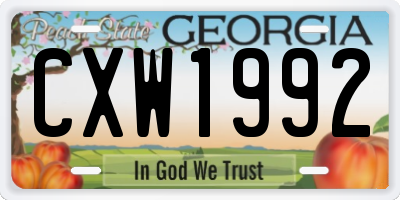 GA license plate CXW1992