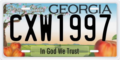 GA license plate CXW1997