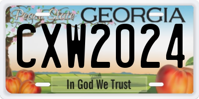 GA license plate CXW2024
