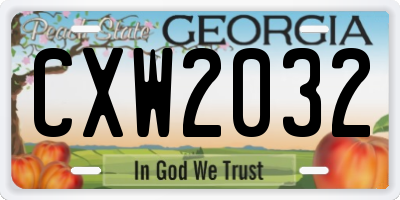 GA license plate CXW2032
