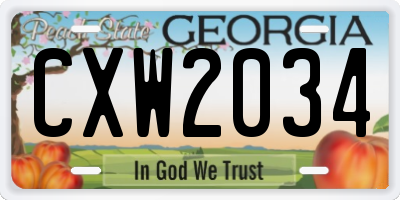 GA license plate CXW2034