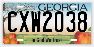 GA license plate CXW2038