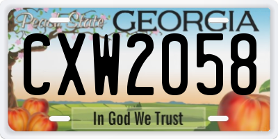 GA license plate CXW2058