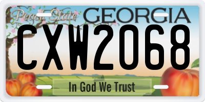 GA license plate CXW2068