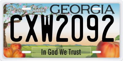 GA license plate CXW2092
