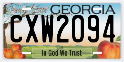 GA license plate CXW2094